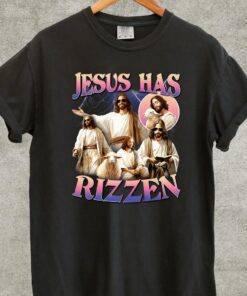 Jesus Has Rizzen Vintage T-Shirt, Retro 90s Graphic Shirt, Funny Shirts, Distressed Cotton Shirt, Oversized Bootleg Tees, Gift For Him QFTD4010302