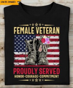 Personalized Veteran Day Shirt, Custom Shirt Female Veteran Proudly Served Personalized Gift QFTD4210203