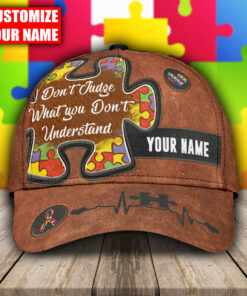 Personalized Name Autism Awareness Cap, Don't Judge What You Don't Understand Autism Cap NPNT4270350