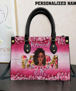 Custom Black Mom Leather Bag, Mother's Day Gift Crossbody Bag, Woman Shoulder Bag UKTO4140302