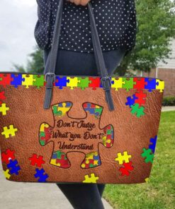 Autism Mom Gifts Autism Awareness Leather Tote Bag UKHM4140306