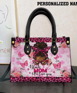 Custom Black Mom Leather Bag, Mother's Day Gift Crossbody Bag, Woman Shoulder Bag UKTO4150301