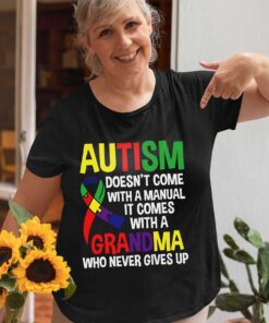 Autism Doesn't Come With A Manual It Comes With A Grandma Who Never Gives Up Shirt UKUU4210305