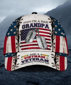 Personalized Name 3D All Over Printed I'm a dad a grandpa and a Vietnam veteran nothing scares me Cap QTNT4040302
