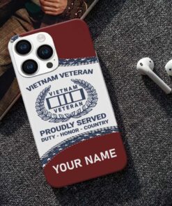 Personalized Proudly Served 3D Printed Phone Case, Veteran Phone Case HGND4230303