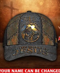 Personnalized Vaccinated By The Blood Of Jesus 3D All Over Printed Cap, Jesus Cap HGNT4210301