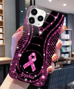 Custom Name Cancer Ribbon Breast Cancer Awareness Phone Case UKHA4260303