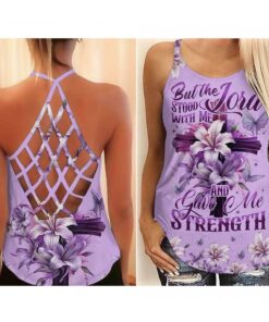 But the Lord stood with me and gave me strength Cross back tank top NPND4230301