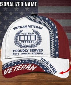 3D All over Printed White Vietnam Veteran Proudly Served, Veteran Cap HGUU4060302