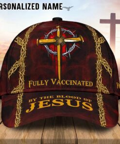 Personalized Fully vaccinated by the blood of Jesus cap QTHA4010303