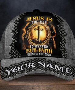 Personalized 3D All Over Printed Jesus is the key to heaven but faith unlocks the door Cap QTND4070301