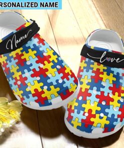 Custom Name Autism Love Autism Puzzle Autism Awareness Clogs UKTO4080301
