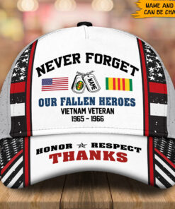 Custom Name Vietnam Veteran Cap Never Forget Our Fallen Heroes UKTO4020301