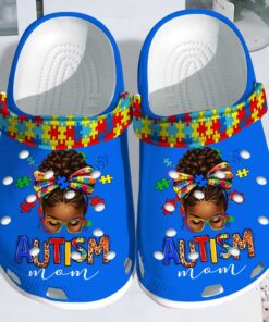 Custom Autism Mom Black Woman Autism Awareness Clogs UKUU4120301