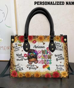 Personalized Wife Mom Boss Leather Bag 3D All-over Printed, Black Mom Bag HGNT4120302