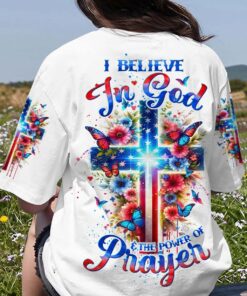 Personalized Name I Believe In God And The Power Of Prayer Jesus 3D All Over Printed Clothes UKHA4180302