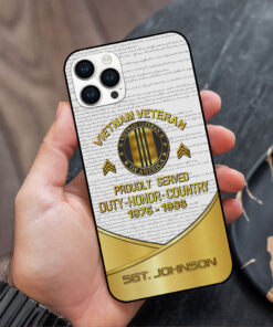 Personalized Name 3D All Over Printed Vietnam Veteran Silicon Phone Case, Proudly Served, Duty - Honor - Country UKUU4220304