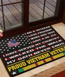 Proud Vietnam Veteran Doormat, I Walked the walk My Oath never ends Vietnam Veterans Doormat Home Decor Memorial Gift NPNT4280352