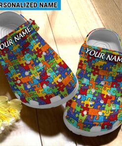 Custom Name Autism Love Autism Puzzle Autism Awareness Clogs UKUU4060303