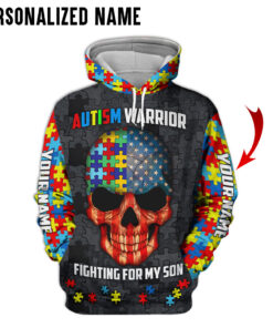Custom Name Autism Warrior Fight For My Son Autism Awareness 3D All Over Printed Clothes UKUU4070302