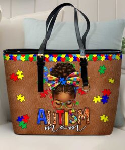 Autism Mom Gifts Autism Awareness Leather Tote Bag UKUU4160301