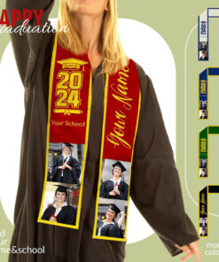 Custom Graduation Stole, Personalized Stole Class of 2024, Customized Text Sashes with Photo, Graduation Gift QFHA4140301