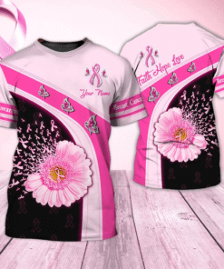 Personalized Name 3D Tshirt Breast Cancer Awareness, Never Fight Alone Breast Cancer Awareness Gift For Her NPND4260351