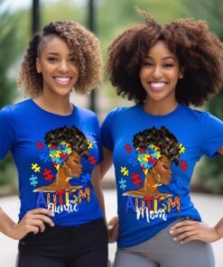 Custom Autism Mom/Auntie Shirt, Autism Awareness Shirt, black woman QFTD4070301