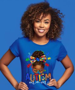 Custom Autism Mom Shirt, Autism Awareness Shirt, black woman QFTD4070302