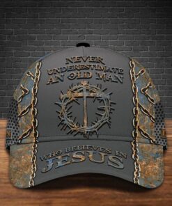 Personalized 3D All Over Printed Never underestimate an old man who believes in Jesus Cap QTNT4070304