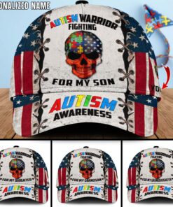 Custom Name Autism Warrior Fight For My Family, Autism Awareness Cap UKTO4060301