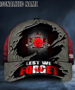 Custom Name Remembrance Day Flag Lest We Forget Canada Flag Veterans Cap UKUU4020403