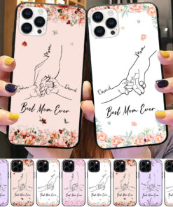 Personalized Mom With Kid Hands Phone Case, Custom Best Mom Ever Phone Case For Iphone, Samsung, Christmas Gifts, Mother's Day Gift For Mum	 QFLT3281104