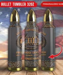 Personalized 16oz/32oz Proudly Served 3D Printed Bullet Tumbler, Vietnam Veteran Gift HGNT4010403
