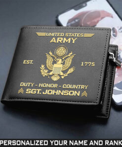 Custom Name US Army Eagle Men's Leather Wallet UKTO4050404