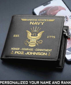 Custom Name US Navy Men's Leather Wallet UKTO4050406