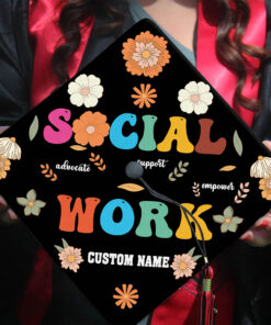 Custom Name Printed Social Worker Graduation Cap Topper, Graduation Gift HGUU4120406