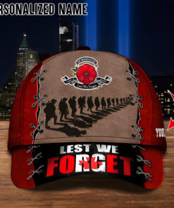 Custom Name Remembrance Day Flag Lest We Forget Canada Flag Veterans Cap UKUU4020405