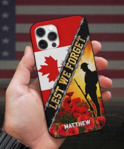 Custom Name Remembrance Day Flag Lest We Forget Canada Veteran Flag Silicon Phone Case QFLT4042501