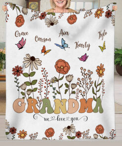 Personalized Grandma Floral Blanket, Mom Floral Blanket, Gift for Grandma, Gift for Mom QFYY3160801
