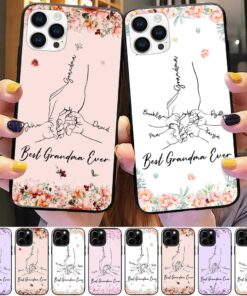 Personalized Grandma With Grandkid Hands Phone Case, Best Grandma Ever Phone Case For Iphone, Samsung, Christmas Gifts, Mother's Day Gifts QFLT3281105