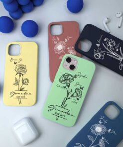 Personalized Grandma With Grandkid Name Phone Case , Custom Birth Month Flowers Grandma Phone Case, Nana Christmas Gifts, Mother's Day Gifts QFLT3271102