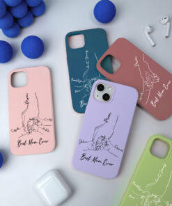 Personalized Mom With Kid Hands Phone Case, Custom Best Mom Ever Phone Case For Iphone, Samsung, Christmas Gifts, Mother's Day Gift For Mum QFLT3251102