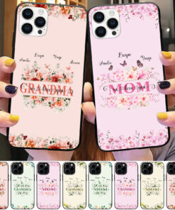 Personalized Butterflies Custom Kids Name Grandma Phone Case, Mom Phone Case, Grandma, Mom We Love You Floral Phone Case For Iphone, Samsung QFYY3020801