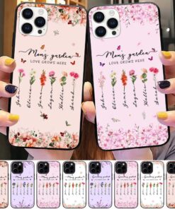 Personalized Birth Month Flowers Grandma's Garden Phone Case, Mom's Garden Floral Phone Case With Kids Names, Gift For Nana, Mom UKTD3180801