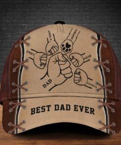 Custom Name Dad/Grandpa And Kids Holding Hands Cap QFHM4140501