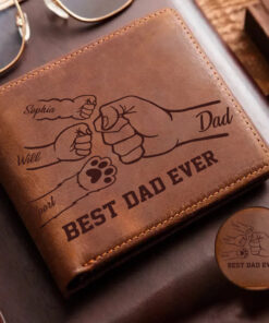 Personalized Best Dad Ever Father's Day Gift Custom Kids Names Leather Wallet QFON4290419