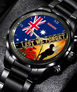Custom Name Remembrance Day Lest We Forget Australia Veteran Flag Business Watch QFON4090501