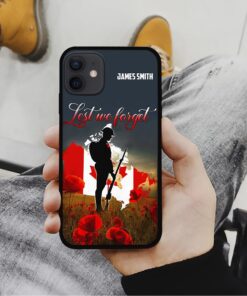 Custom Name Remembrance Day Flag Lest We Forget Canada Veteran Flag Silicon Phone Case QFON4080506