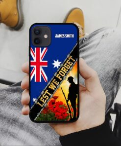 Custom Name Remembrance Day Flag Lest We Forget Australia Veteran Flag Silicon Phone Case QFON4090503